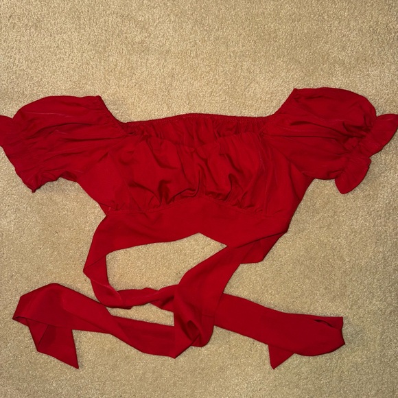 Lyaner Tops - Elegant Red Crop Top